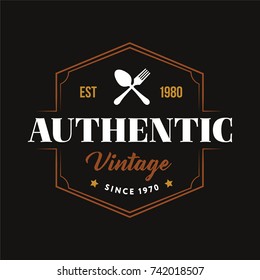 Authentic Logo Vintage Spoon and Fork Symbol Flat Isolated Graphic Style Design