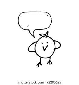 dibujo de un pájaro con burbuja de habla de un niño de aspecto auténtico