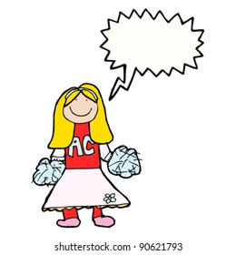 authentic looking child's drawing of a cheerleader