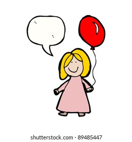 dibujo de una niña de aspecto auténtico con globo