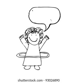 authentic looking child's drawing of a girl with hula hoop