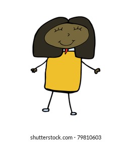 authentic looking child's drawing of a happy woman