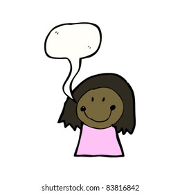 dibujo de una niña de aspecto auténtico de una niña feliz hablando