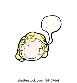 authentic looking child's drawing of a happy blond woman