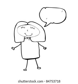 dibujo de una mujer feliz de un niño de aspecto auténtico