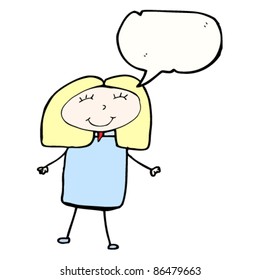 authentic looking child's drawing of a happy blond woman