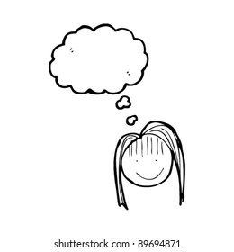 authentic looking child's drawing of a happy face with thought bubble