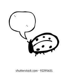 authentic looking child's drawing of a ladybug with speech bubble