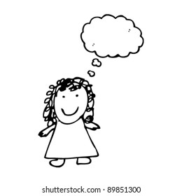 authentic looking child's drawing of a little girl