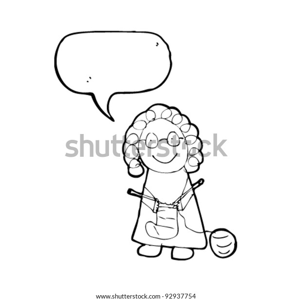 Authentic Looking Childs Drawing Old Woman Stock Vector