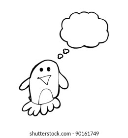 authentic looking child's drawing of a penguin