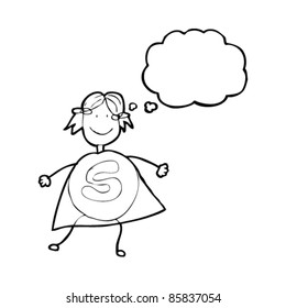 dibujo de una niña de aspecto auténtico de una superheroína