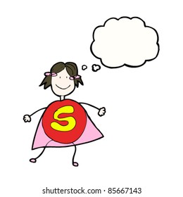 dibujo de una niña de aspecto auténtico de una superheroína