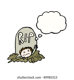 authentic looking child's drawing of zombie rising from grave