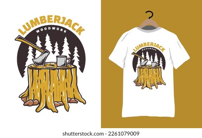 Authentic Lumberjack tshirt design vector