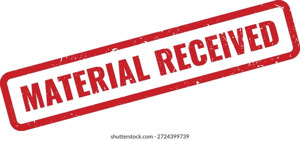 Authentic Material Received grunge rubber stamp in red for official document validation and administrative workflow processes.