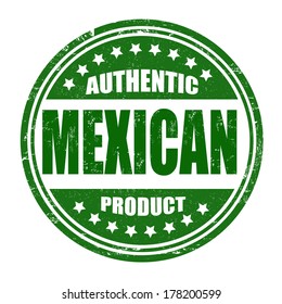 Authentic mexican product grunge rubber stamp on white, vector illustration