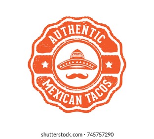 Authentic Mexican Tacos Food Sign With Hat