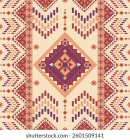 Authentic Native-inspired pattern with intricate geometric design in warm earth tones. Perfect for diverse creative projects seeking cultural depth and visual harmony.​​​​​​​​​​​​​​​​