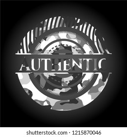Authentic on grey camo texture