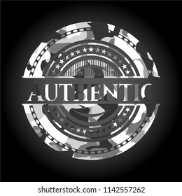 Authentic on grey camouflage texture