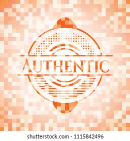 Authentic orange mosaic emblem with background