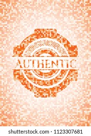 Authentic orange mosaic emblem with background