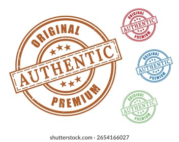 Authentic Original Premium Label Pack, Grunge Rubber Quality Assurance Stamp Vetores