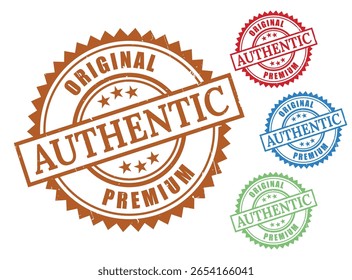 Authentic Original Premium Product Stamp Bundle, Grunge Borracha Aprovada Label Vetores