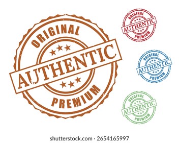 Authentic Original Premium Seal Set, Grunge Style Verified Quality Stamp Ícones