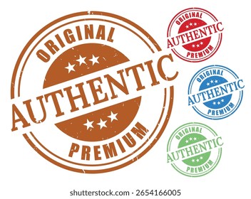 Authentic Original Premium Stamp Vetor Set, Grunge Style Quality Label Pack