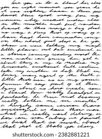 Authentic original written letter full page in cursive ink lettering, scratchy and messy antique style women's hand writing, totally illegible and unreadable. Old fashioned writing, vintage aesthetic.