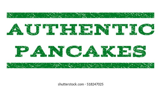 Authentic Pancakes watermark stamp. Text caption between horizontal parallel lines with grunge design style. Rubber seal stamp with scratched texture.
