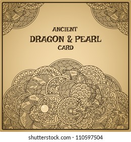 Authentic parchment oriental dragon with pearl card