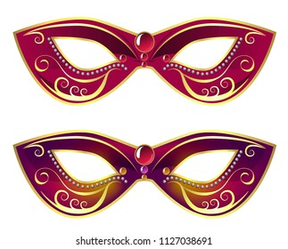 Authentic party carnival face masks decoration masquerade vector illustration