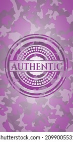 Authentic pink and purple on camouflage pattern. Vector Illustration. Detailed. 