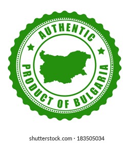 Authentic product of Bulgaria stamp or label with map of Belgium inside , vector illustration