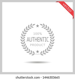 Authentic product icon. Laurel wreath label badge isolated, Vector illustration