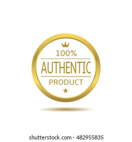 Authentic product label with golden frame. Business badge