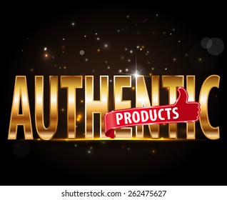 authentic products golden typography graphic design - vector eps10