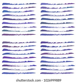Authentic purple and blue rough stripes seamless pattern, hand painted with  dry brush