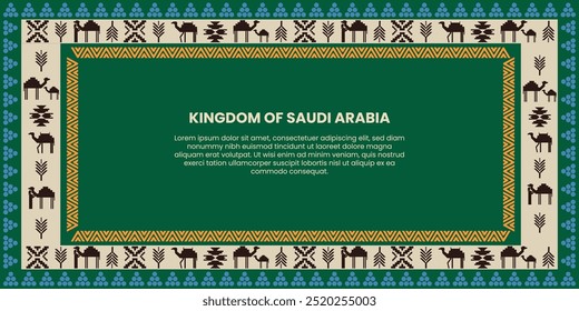 Authentic Saudi Arabian Border Design with Animal and Plant Motifs - Vector Frame for Ethnic Art and Craft Project