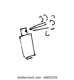authentic scratchy ink drawing of an aerosol spray