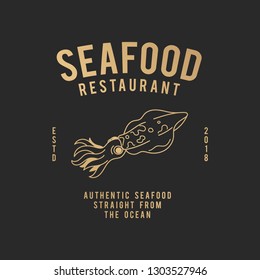 Auténtico logo del restaurante de mariscos vectorial