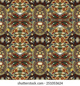 authentic seamless floral geometric pattern, ethnic ukrainian carpet ornamental background, vector illustration