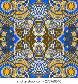 authentic seamless floral geometric pattern, ethnic ukrainian carpet ornamental background, vector illustration
