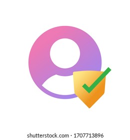 Authentic secure profile icon vector or confidential user personal privacy check symbol isolated on white background