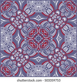 authentic silk neck scarf or kerchief square pattern design in ukrainian style for print on fabric, vector illustration