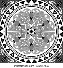authentic silk neck scarf or kerchief square pattern design print on fabric, vector illustration