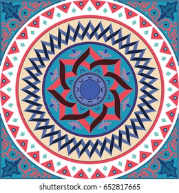 authentic silk neck scarf or kerchief square pattern design print on fabric, vector illustration